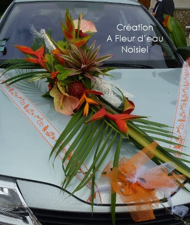 Décoration voiture mariage fleurs Livraison Saint-Etienne et Loire - Les  Jardins de Babylone